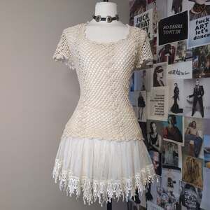 Open Crochet Knit Short Sleeve Handmade Top